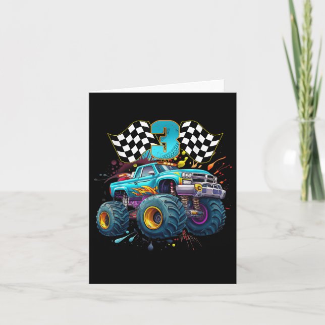 Carte Camion Monster 3 ans Garçon 3e anniversaire extrao (Devant)