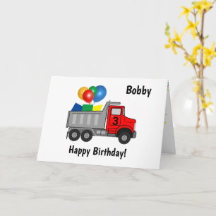 Carte Camion Red Dump Anniversaire Nom du garçon et cart