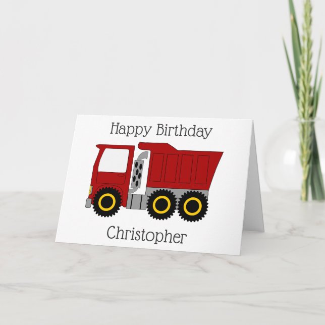 Carte Camion rouge - Anniversaire personnalisé (Devant)