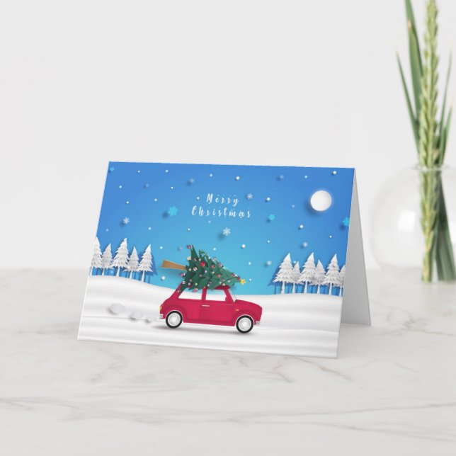 Carte Camion Rouge Et Arbre De Noël (Devant)