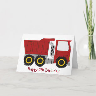 Carte Camion rouge personnalisé 5e anniversaire