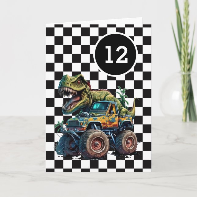 Carte Camion T-rex Dinosaur Monster 121e anniversaire (Devant)