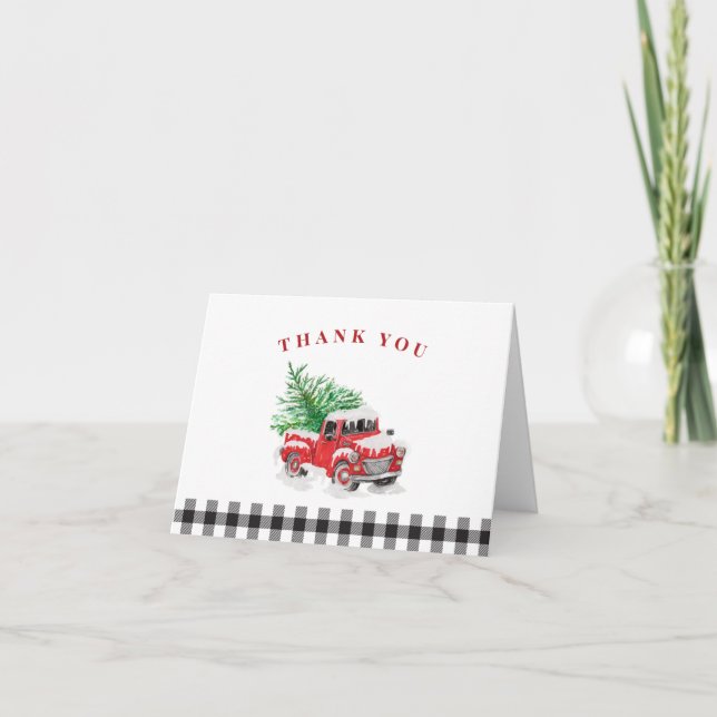 Carte Camionnette rouge de Noël Merci (Devant)