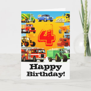 Carte Camions de 4e anniversaire du garçon