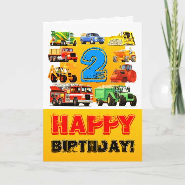 Carte Camions de construction personnalisés pour enfants (Devant)