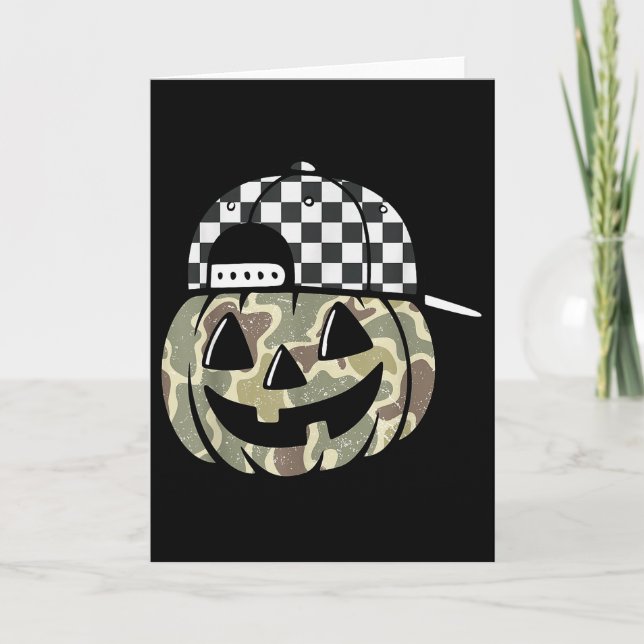Carte Camo Pumpkin Jack O Lantern Face Camouflage Hallow (Devant)