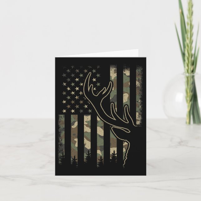 Carte Camo Us Drapeau Elk Buck Camouflage Deer Chasse Ch (Devant)