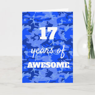 Carte Camouflage bleu 17e anniversaire