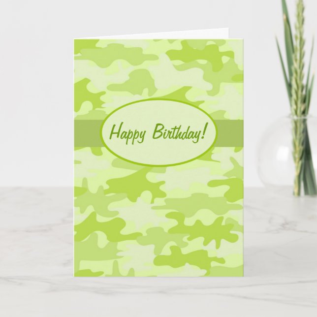 Carte Camouflage Lime Green Joyeux Anniversaire personna (Devant)