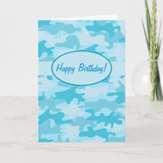 Carte Camouflage Turquoise Joyeux Anniversaire Personnal