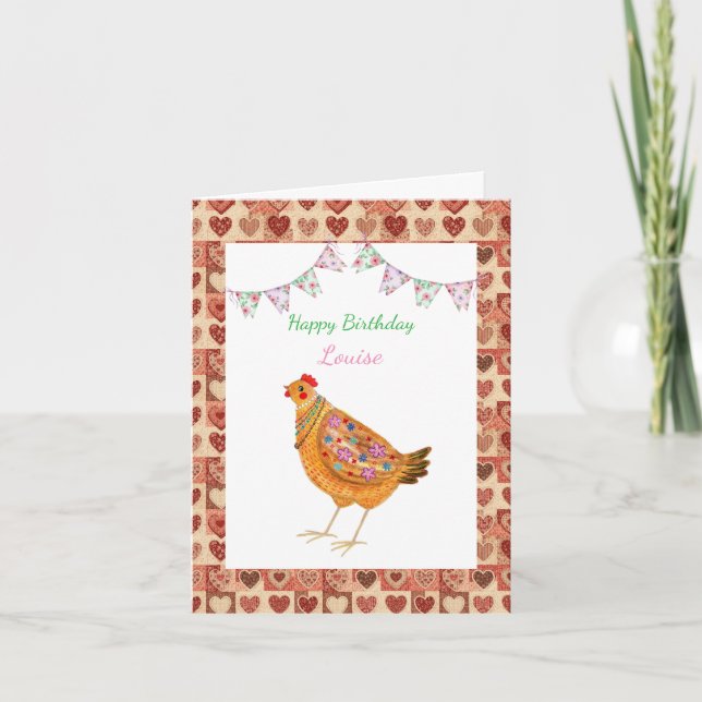 Carte Campagne Style Agritourisme Cute Poulet Personnali (Devant)