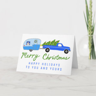 Carte Camper de Noël Cute Trailer Camper Vintage RV