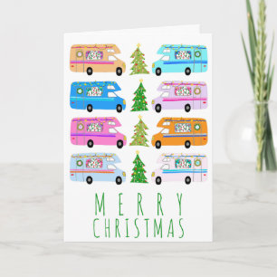 Carte Camper de Noël mignon Motorhomes Vintage RV Xmas