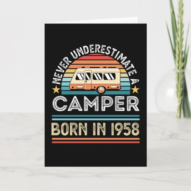 Carte Camper né 1958 70e anniversaire camping cadeau (Devant)