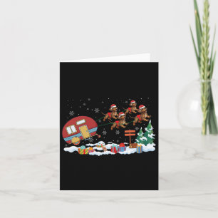 Carte Camper Van Dachshund Chien Sleigh Santa Hat Christ