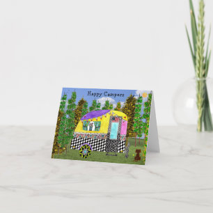 Carte Campeurs joyeux et colorés