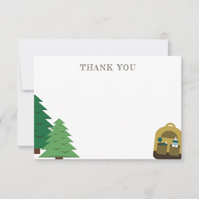 Carte Camping Adventure Baby shower Merci Note (Devant)