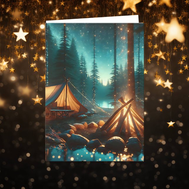 Carte Camping avec de jolies lumières | Anniversaire (Créateur téléchargé)