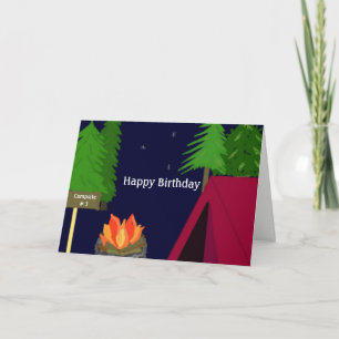 Carte Camping Feu d'Anniversaire Voeux