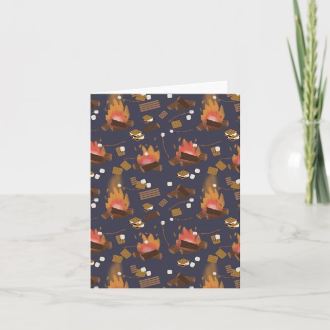 Carte Camping Fire Outdoor Adventure & Marshmallows (Devant)