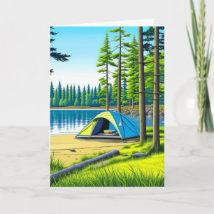 Carte Camping Tente à thème dans les bois Anniversaire