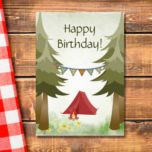 Carte Camping, tentes et feu de camp