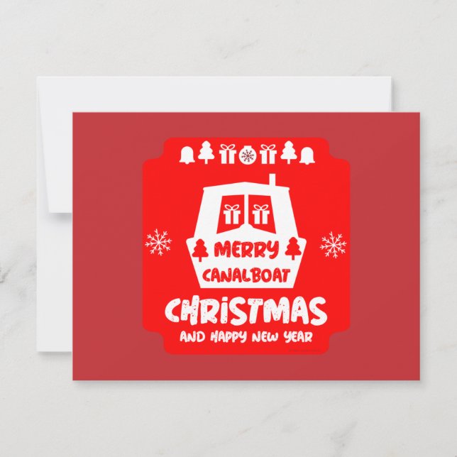 Carte Canal de Narrowboat Noël Noël Noël cadeaux (Devant)