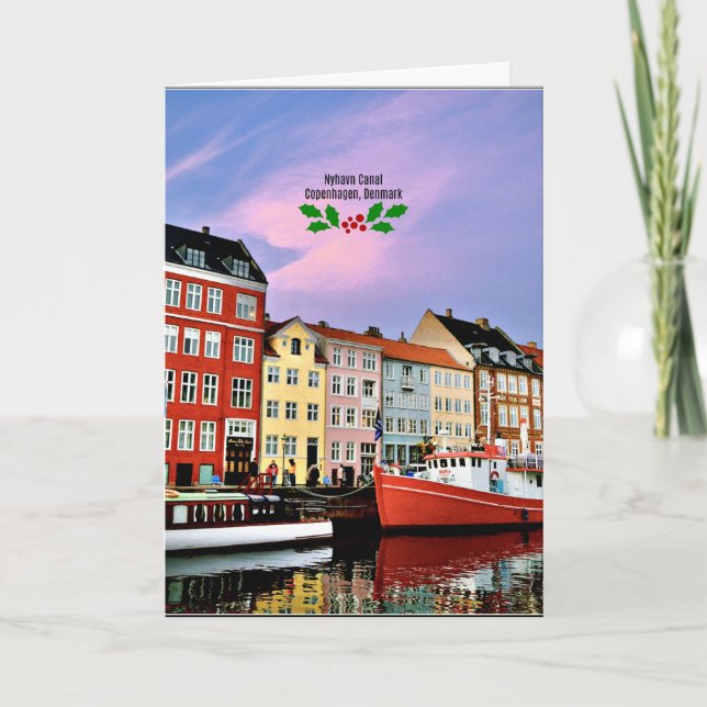 Carte Canal de Nyhavn, Copenhague, Danemark, Noël (Devant)