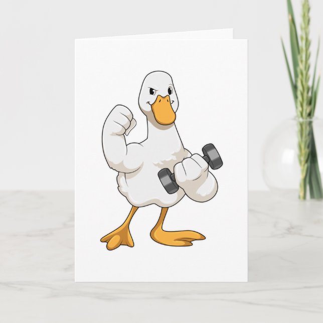 Carte Canard à Bodybuilding avec Dumbbell (Devant)