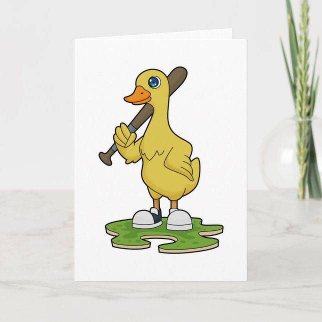 Carte Canard au baseball avec une batte de baseball (Devant)