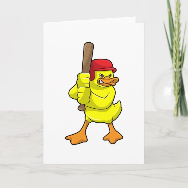 Carte Canard au baseball avec une batte de baseball et u (Devant)
