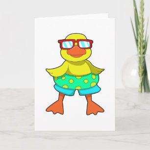 Carte Canard avec bouée et lunettes de soleil