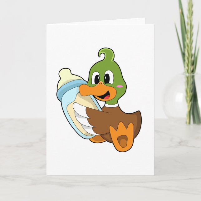 Carte Canard avec bouteille de lait (Devant)