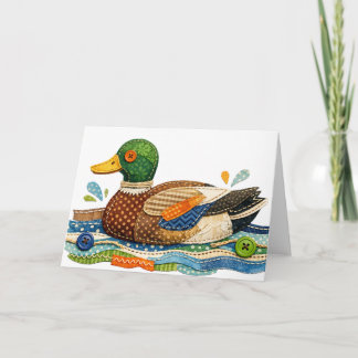 Carte Canard colard en patchwork matelassé