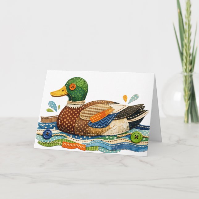 Carte Canard colard en patchwork matelassé (Devant)