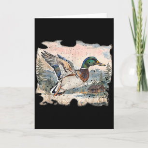 Carte Canard colvert drôle rétro Chasse aux oiseaux d'ea