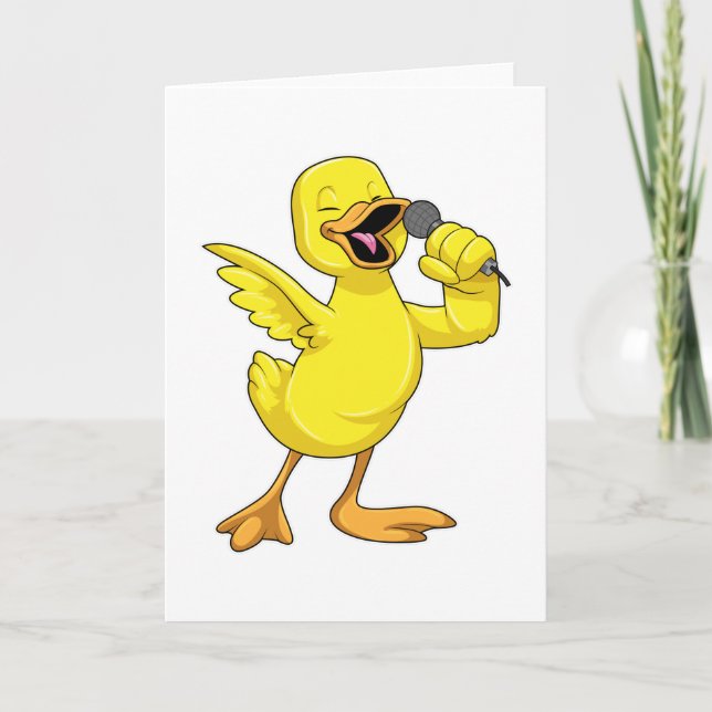 Carte Canard comme Chanteur avec Microphone (Devant)