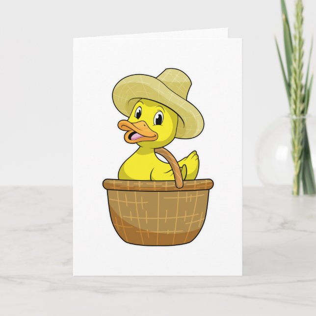 Carte Canard comme fermier avec panier (Devant)