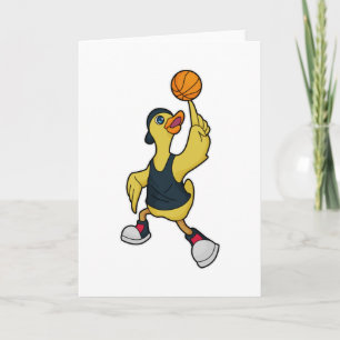Carte Canard comme joueur de basketball avec basket-ball