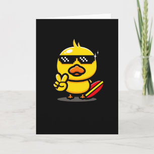 Carte Canard cool Avec Planche De Surf Vacances Été Surf