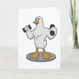 Carte Canard culturiste avec haltères