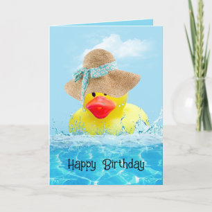 Carte Canard d'anniversaire avec Casquette de soleil dan