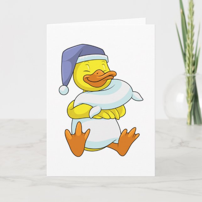 Carte Canard dormant avec casquette (Devant)