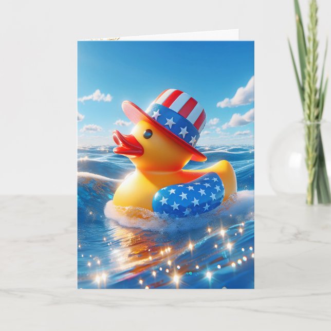 Carte Canard en caoutchouc jaune patriotique sur l'eau (Devant)