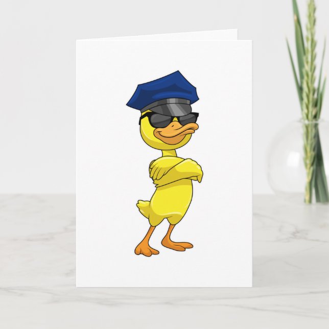 Carte Canard en policier avec casquette de policier (Devant)