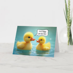 Carte Canard Jaune Avec Bulle De Voix Anniversaire