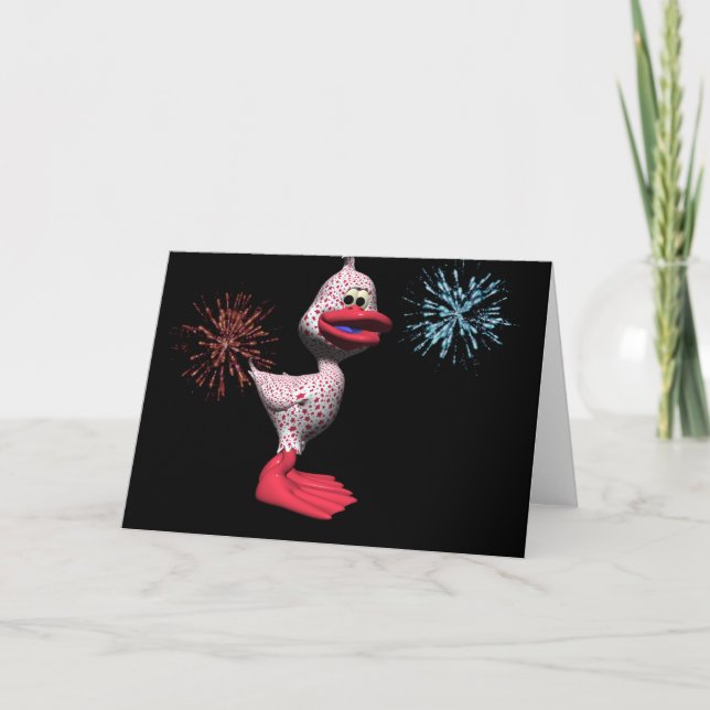 Carte Canard Patriotique Étoile Mignonne (Devant)