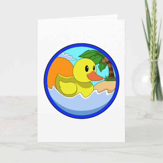 Carte Canard sur la plage avec palmiers.PNG (Devant)