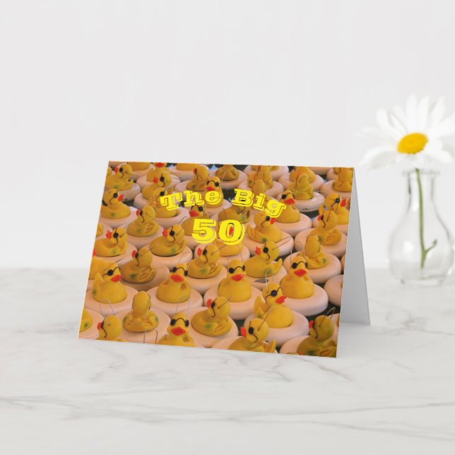 Carte Canards en caoutchouc jaune cool drôle 50e anniver (Petite plante)