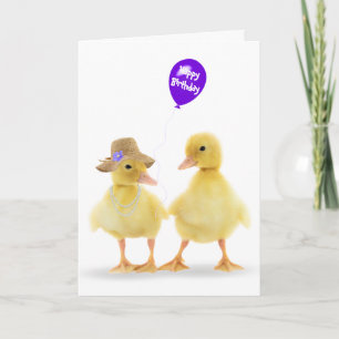 Carte Canards et ballons pourpres Anniversaire
